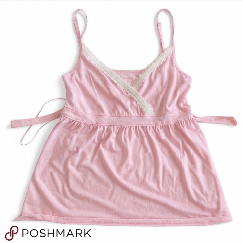 Hollister Pink Lace Trim Babydoll Camisole